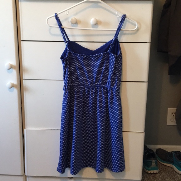 Blue Mini Dress with White Polka Dots - Picture 2 of 2